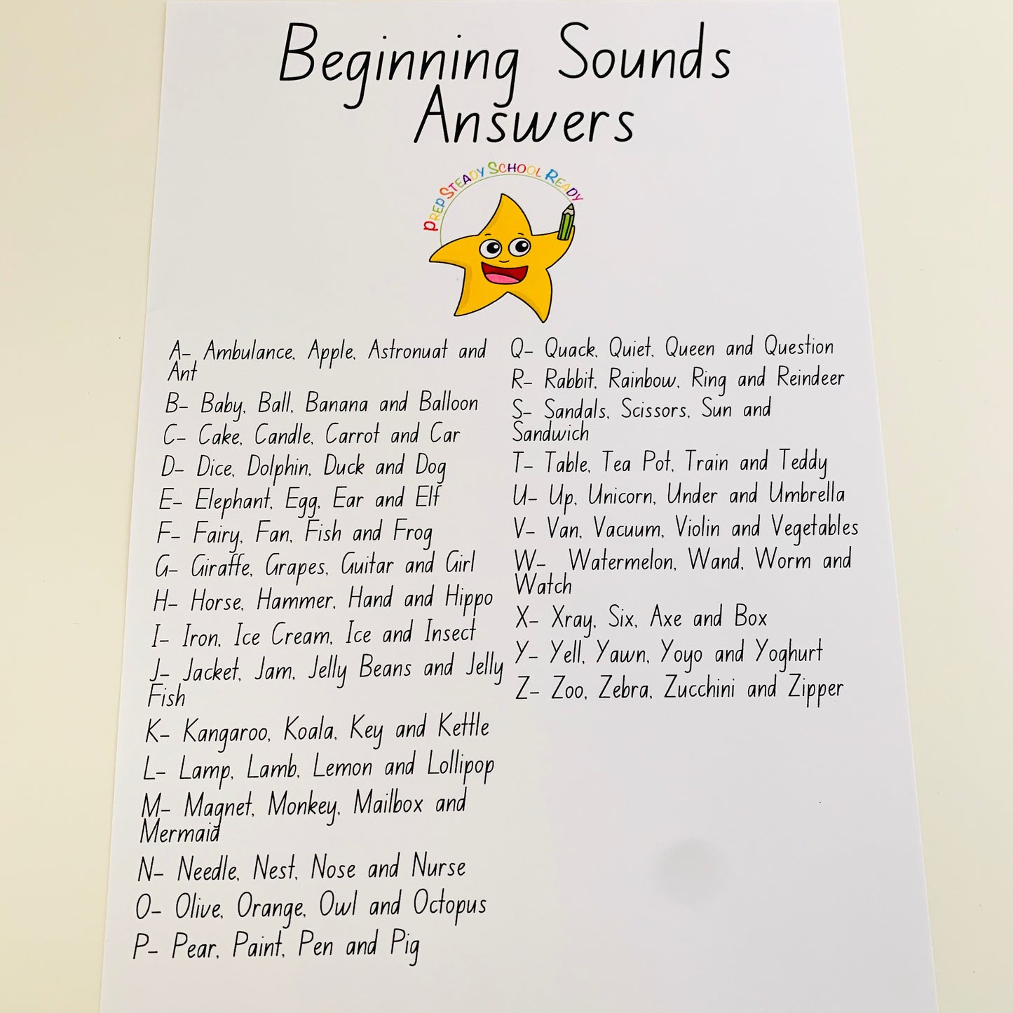 Beginning Sounds *Digital File*