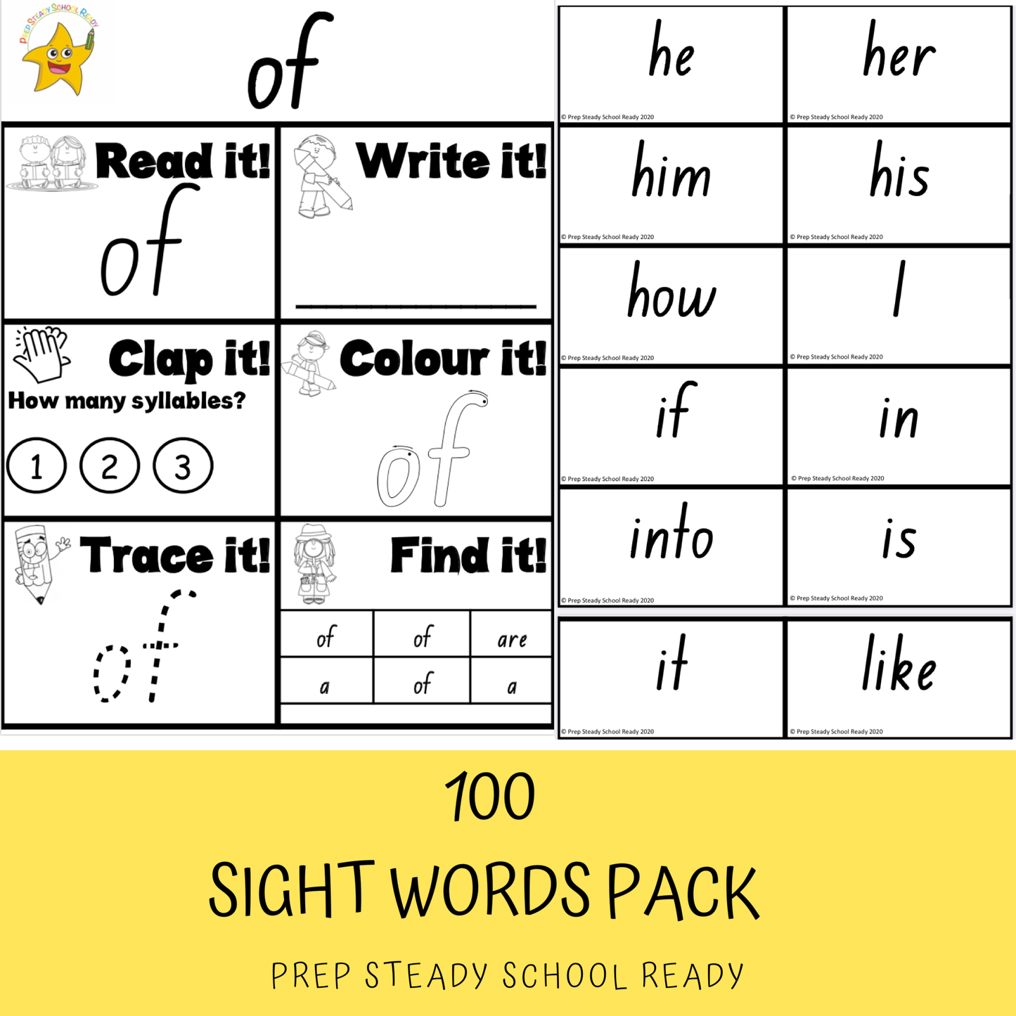 100 Sight Words Pack *Digital File*