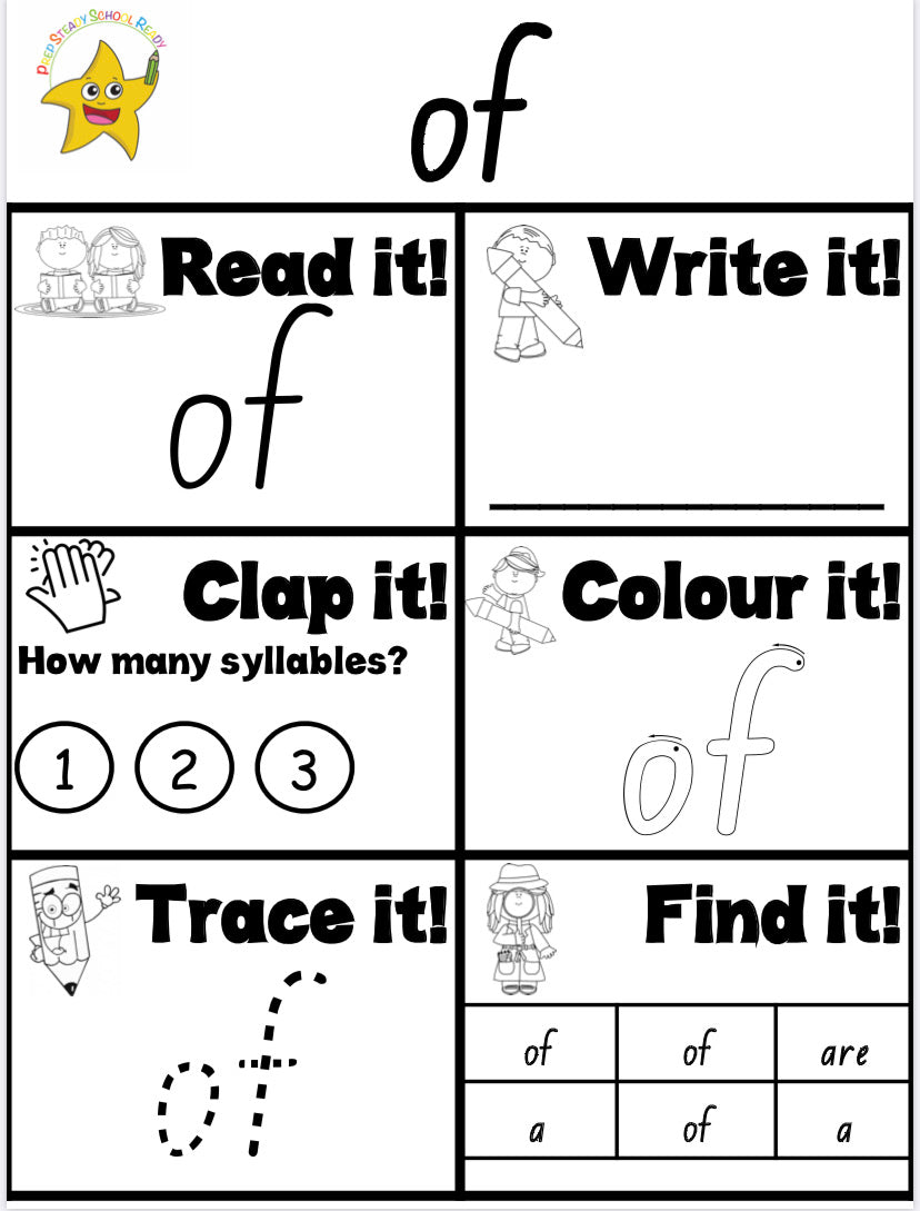 100 Sight Words Pack *Digital File*